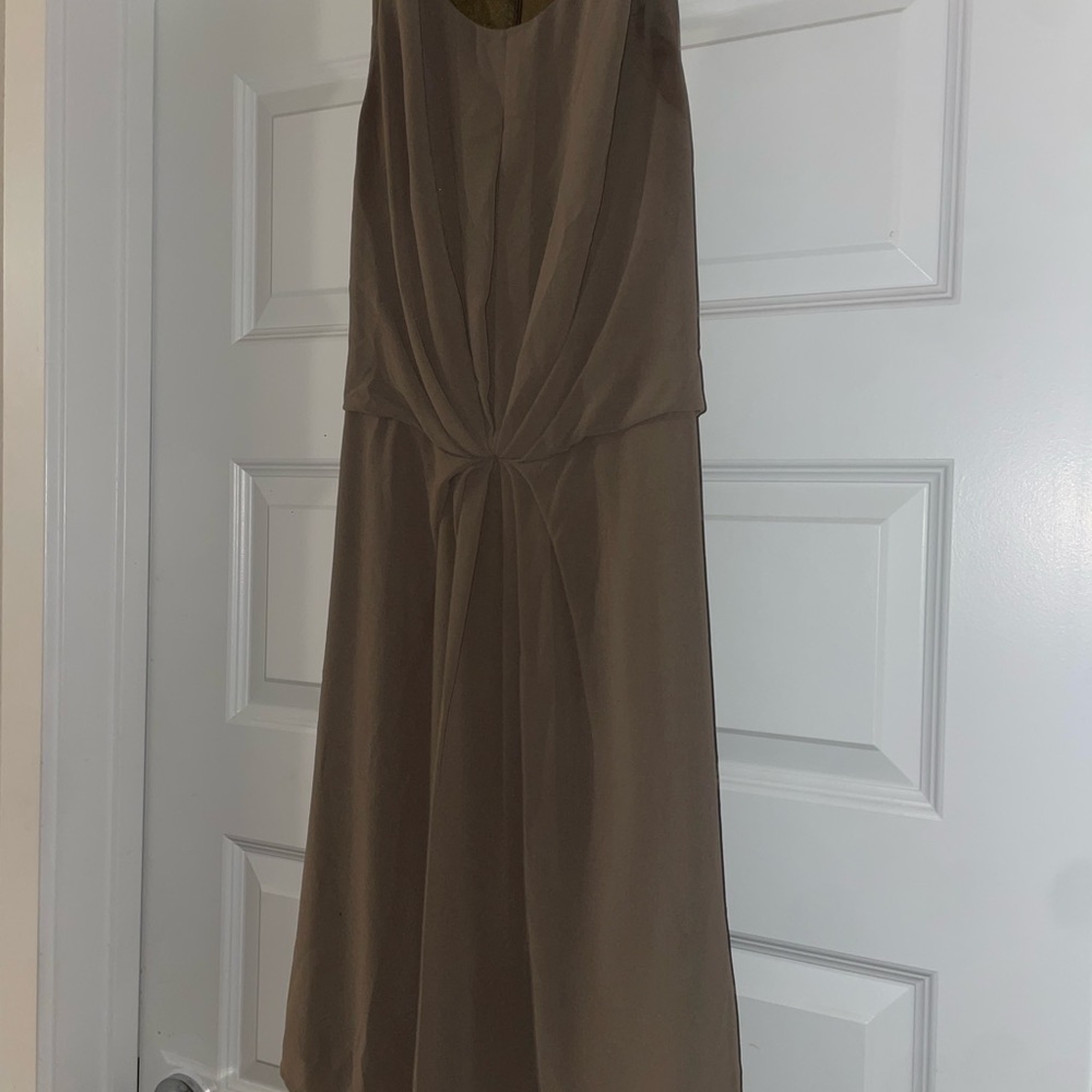 Elegant Taupe Sleeveless Dress
